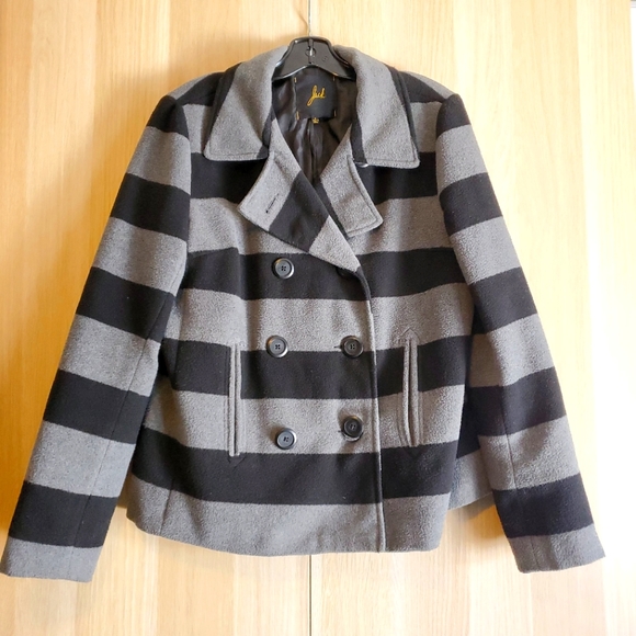Striped Pea Coat - Picture 1 of 7